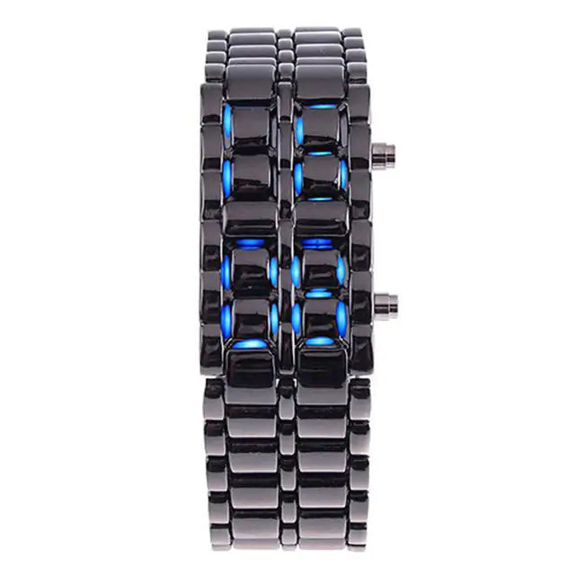 Digital Lava Wrist Watch Black Metal Blue