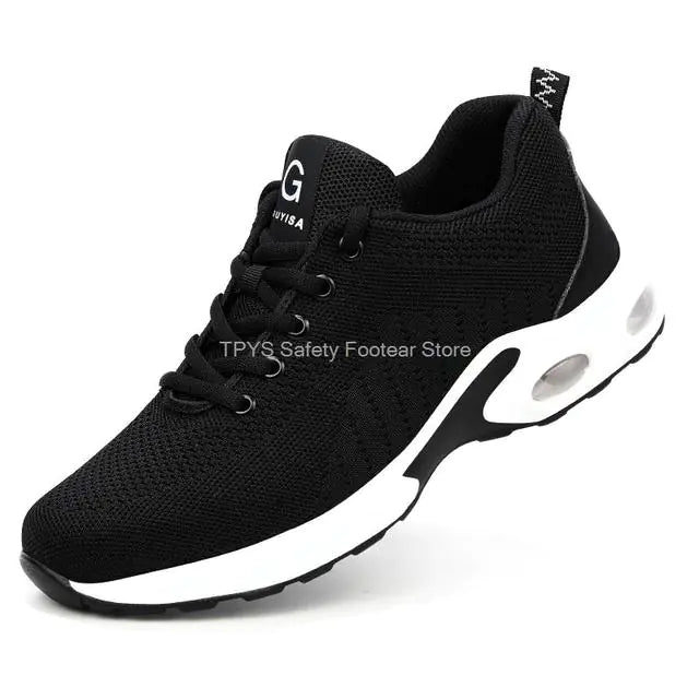 Puncture Proof Safety Shoes for Men Black White 36