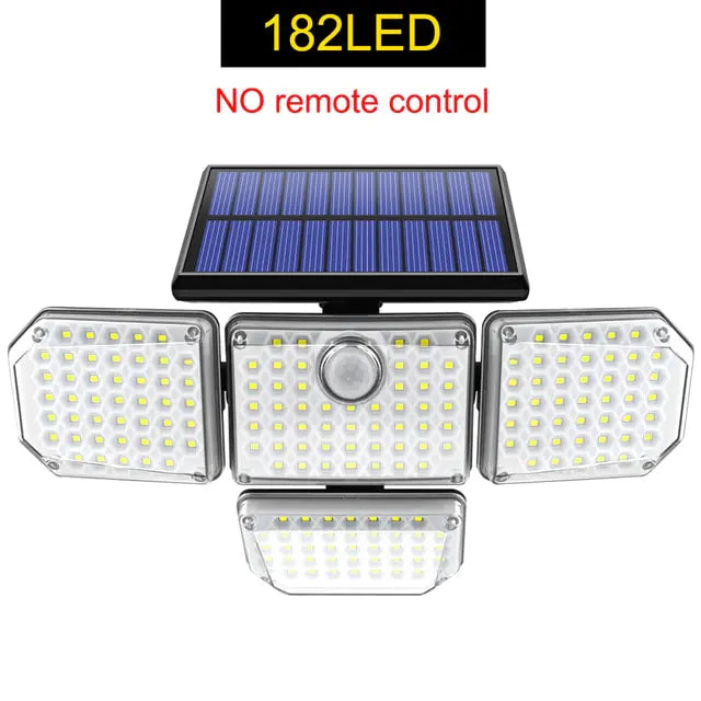 Adjustable Solar LED Security Light Blue/Black/White 182led No Remote