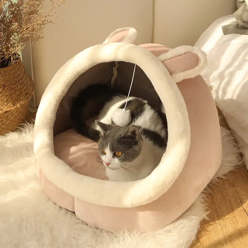 Purr-Fect Cat Bed Pink Rabbit M (40X40X32cm)