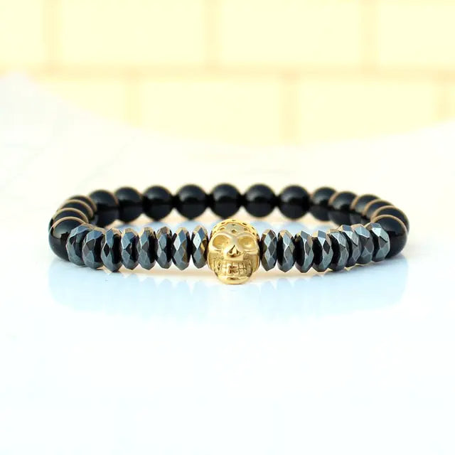 Matte Oxyn Stone Beads Bracelet Black Gold
