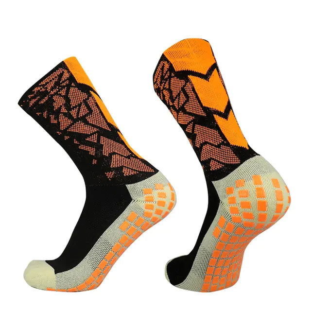 Unisex Camouflage Breathable Soccer Socks Black Orange Medium