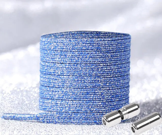 Bling Shoelaces Set Silver Blue 100cm