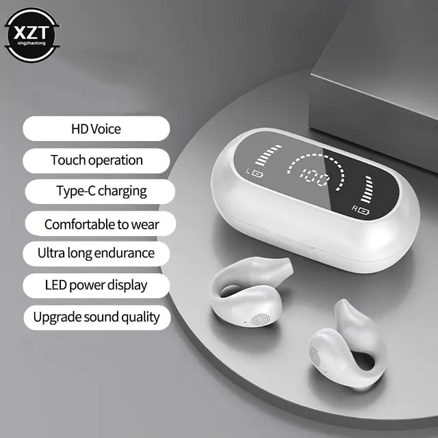 Wireless Bluetooth Earbuds with Mic With screen-white
