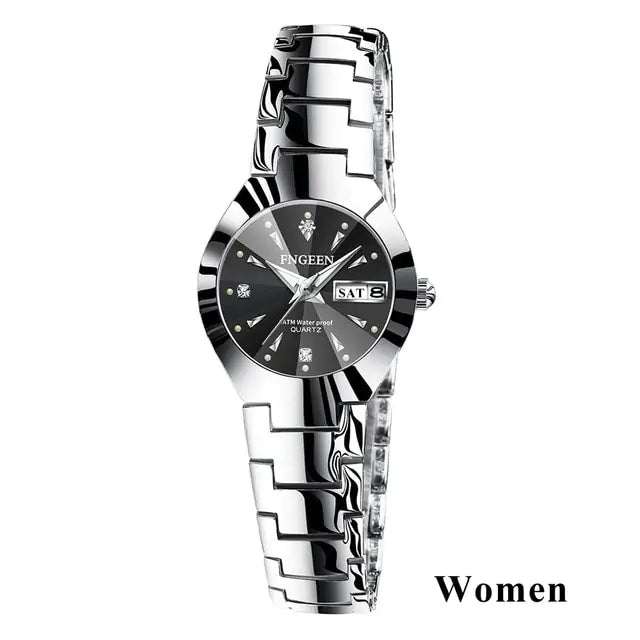 Couple Watches for Lovers Women Silver Black