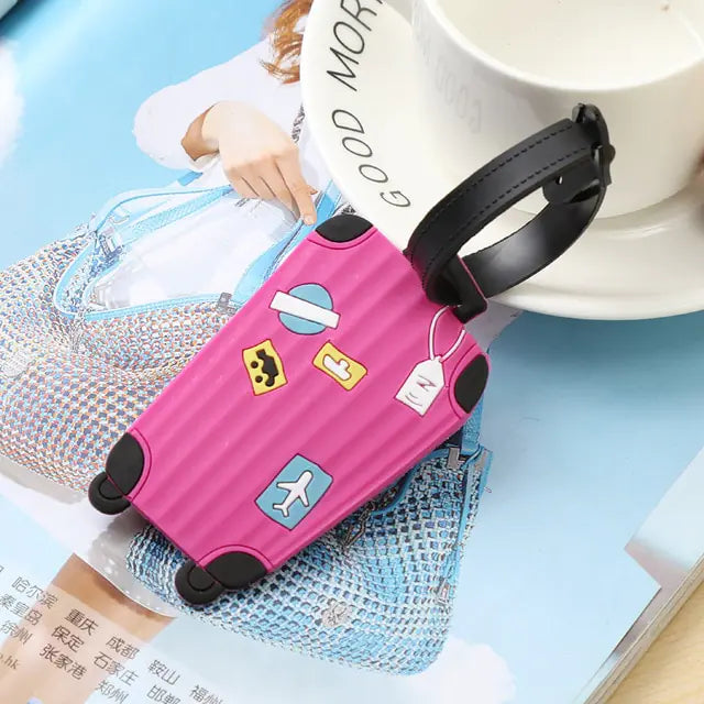 Fashion Silicone Luggage Tags Set Pink
