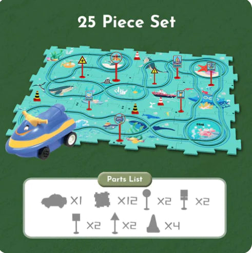 Kids Car Track Set Ocean 25 Piece Set