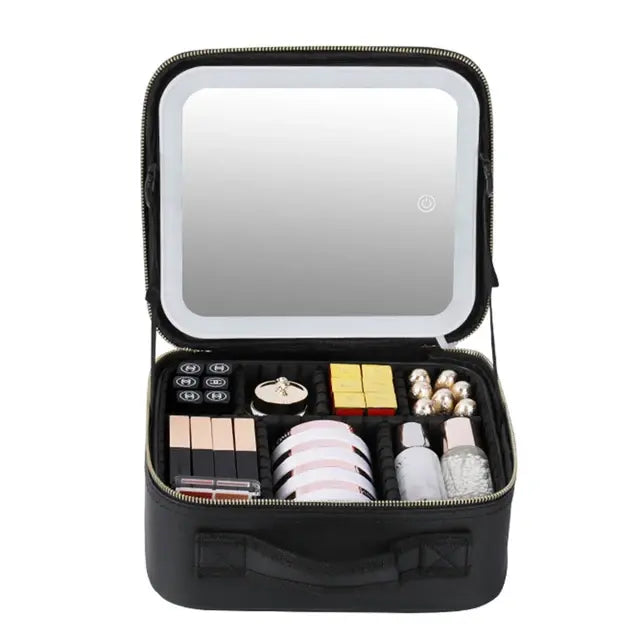 Smart LED Cosmetic Case with Mirror Black