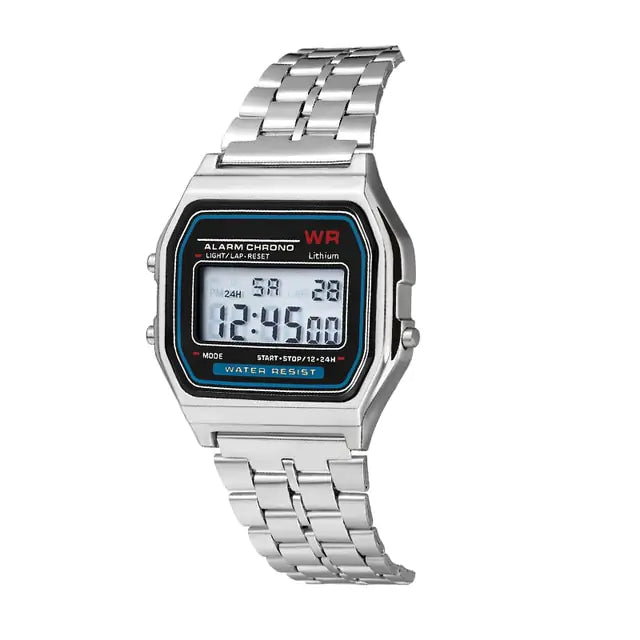 Square LED Digital Watch Silver