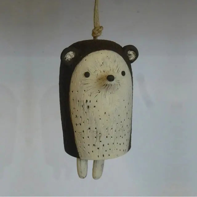 Vintage Animal Bell Wind Chimes White and Black E-Hedgehog