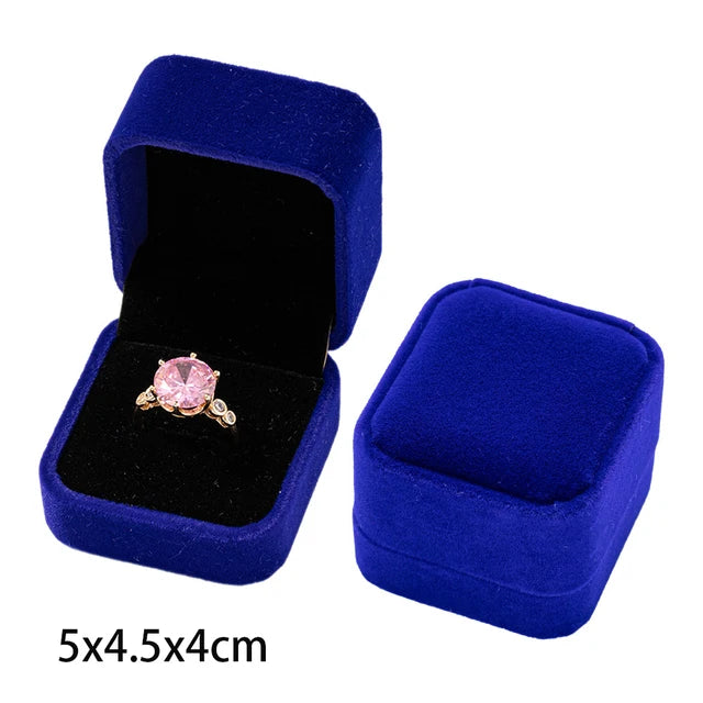 Wholesale Engagement Velvet Earring Ring Packaging Box Blue 5x4.5x4cm