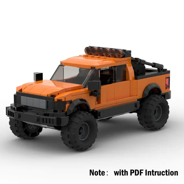 Technical Ford Raptors F-150 Pickup Truck Car Building Blocks Orange