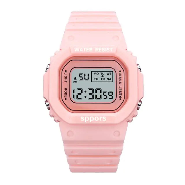 Square LED Digital Watch Pink