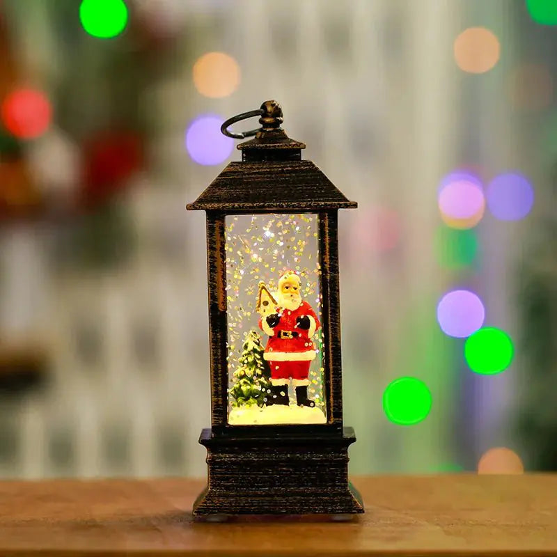Holiday Lantern - Christmas Snow Globe Vintage Lantern Style 3