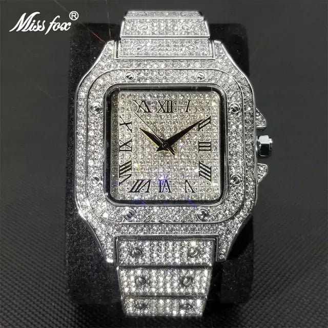 Swiss Geneva Diamond Watches V324 Silver