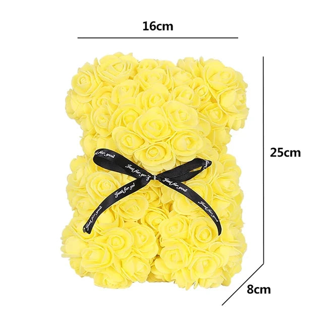 1/2pc 25cm Teddy Rose Bear with Bouquet Yellow 2 2pc