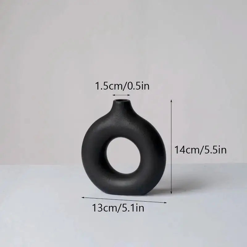 Round Ceramic Vase Black Small