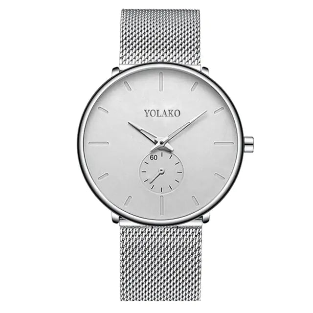 Stainless Mesh Band Watch Mesh Silver White