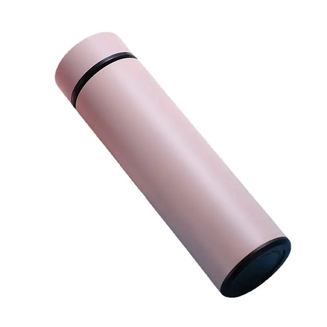 Temperature Display Thermos Bottle Pink Plain 501-600ml