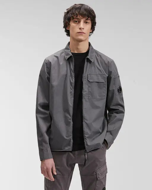 "Monochrome Cotton Jacket for Men, Casual Shirt GRAY XL
