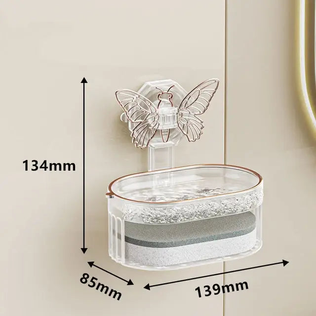 Double-Layer Suction Soap Holder White
