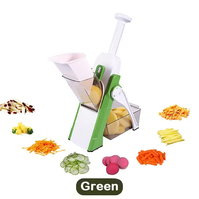 5 In 1 Manual Vegetable Cutter Green