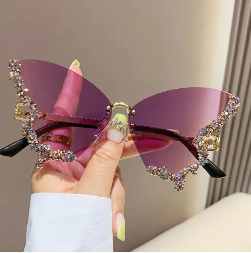 Diamond Butterfly Sunglasses New Purplw