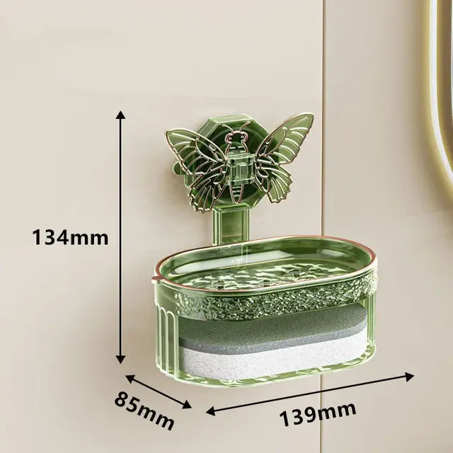 Double-Layer Suction Soap Holder Green