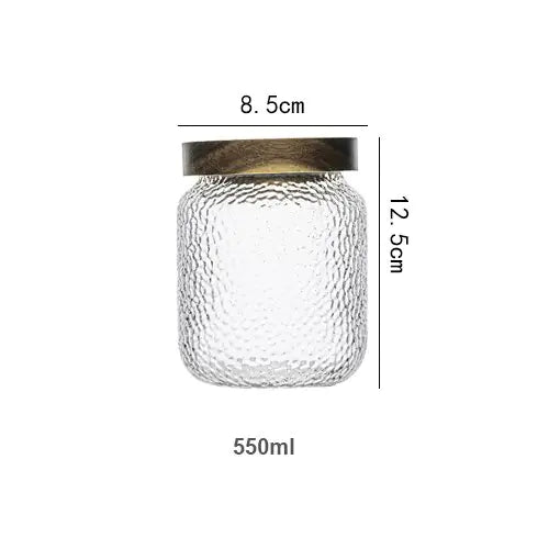 Glass Airtight Canister with Wood Lid Transparent 550ml