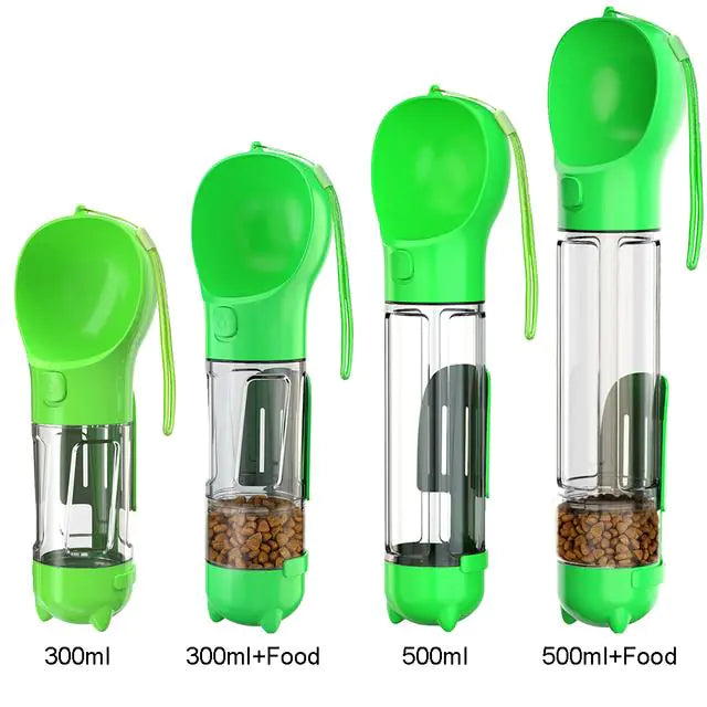 3 in 1 Dog Water Bottle Green 500ml with Food Box