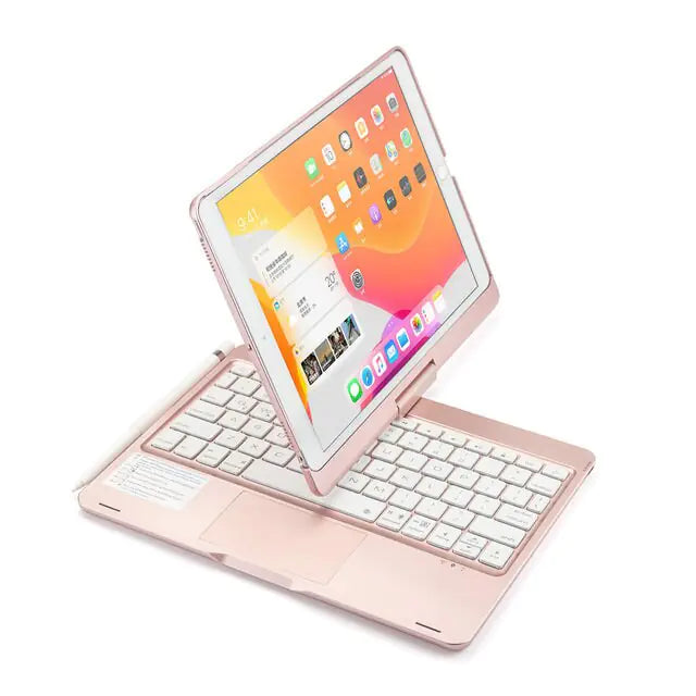 Led Backlight Touchpad Bluetooth Keyboard Case Rose Gold iPad 10.2 2020