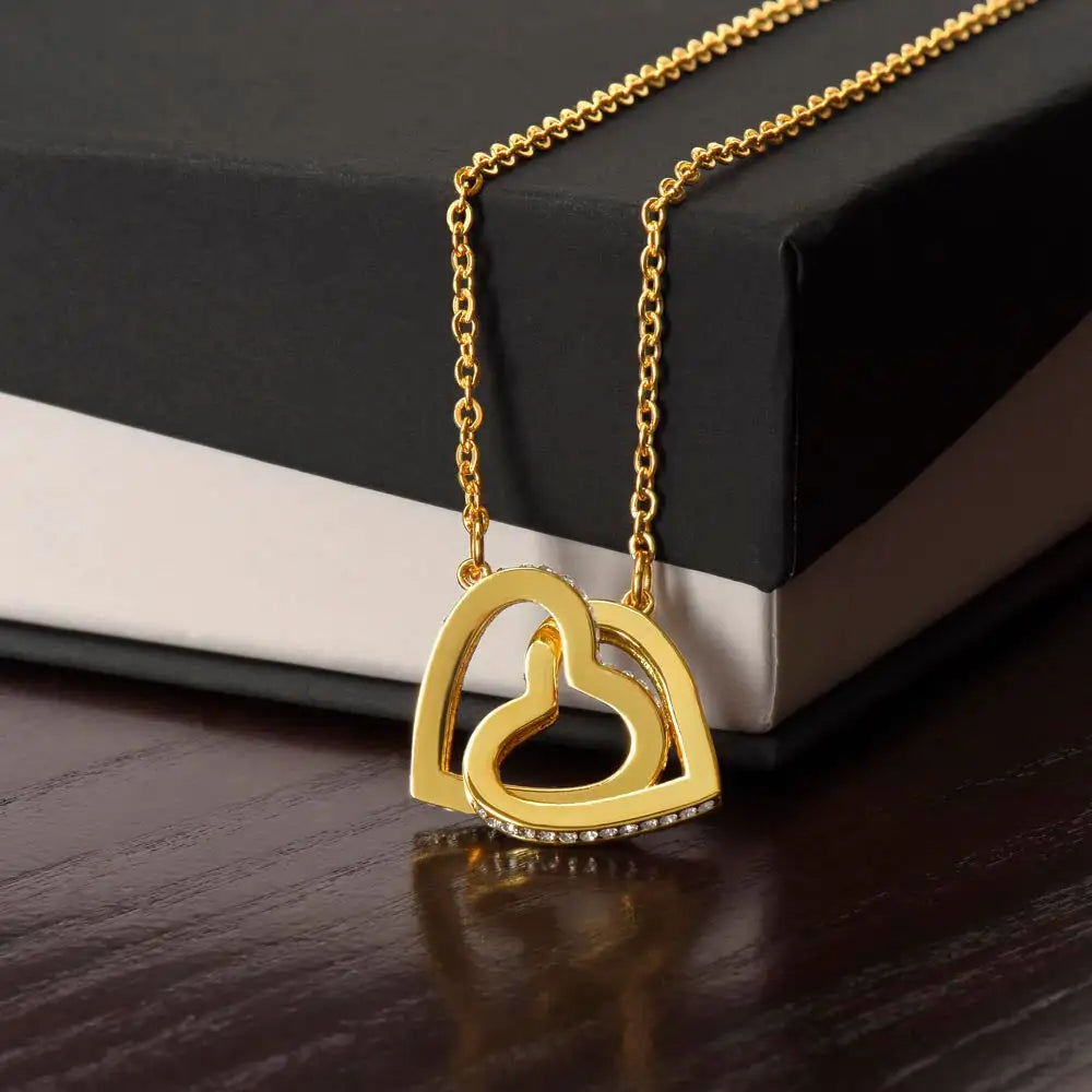 Interlocking Hearts Necklace 18k Yellow Gold Finish Standard Box 18" - 22" (45.72 cm - 55.88 cm)