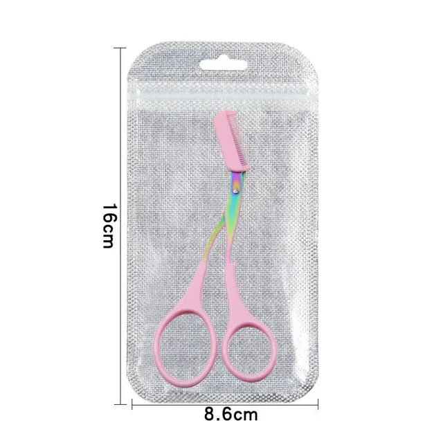Eyebrow Trimming Scissors With Comb Pink 2