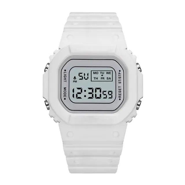 Square LED Digital Watch White 5