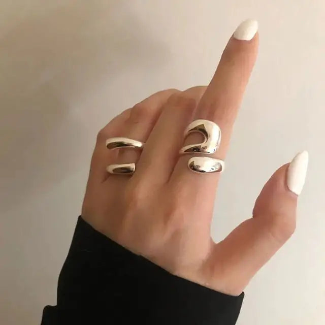 Sterling Silver Rings for Women Silver - Ring Set Resizable