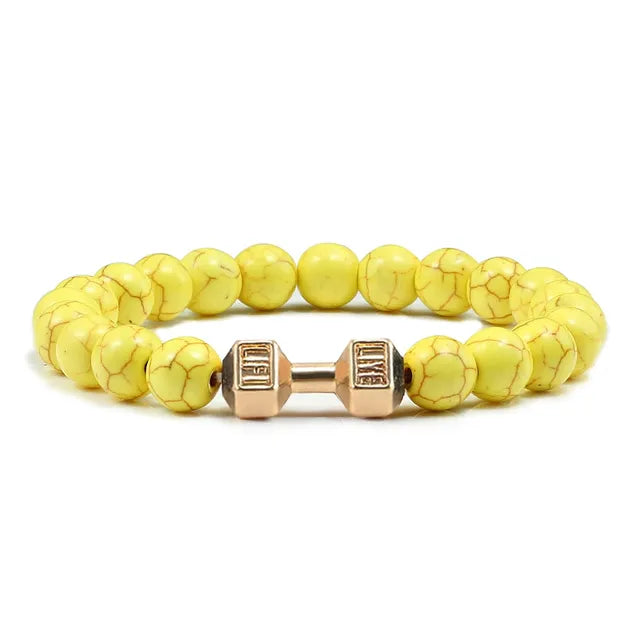 Natural Volcanic Stone Bracelet Yellow Gold Color