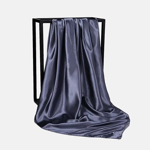 Solid Color Silk Neckerchief Scarf Dark Grey 90x90cm
