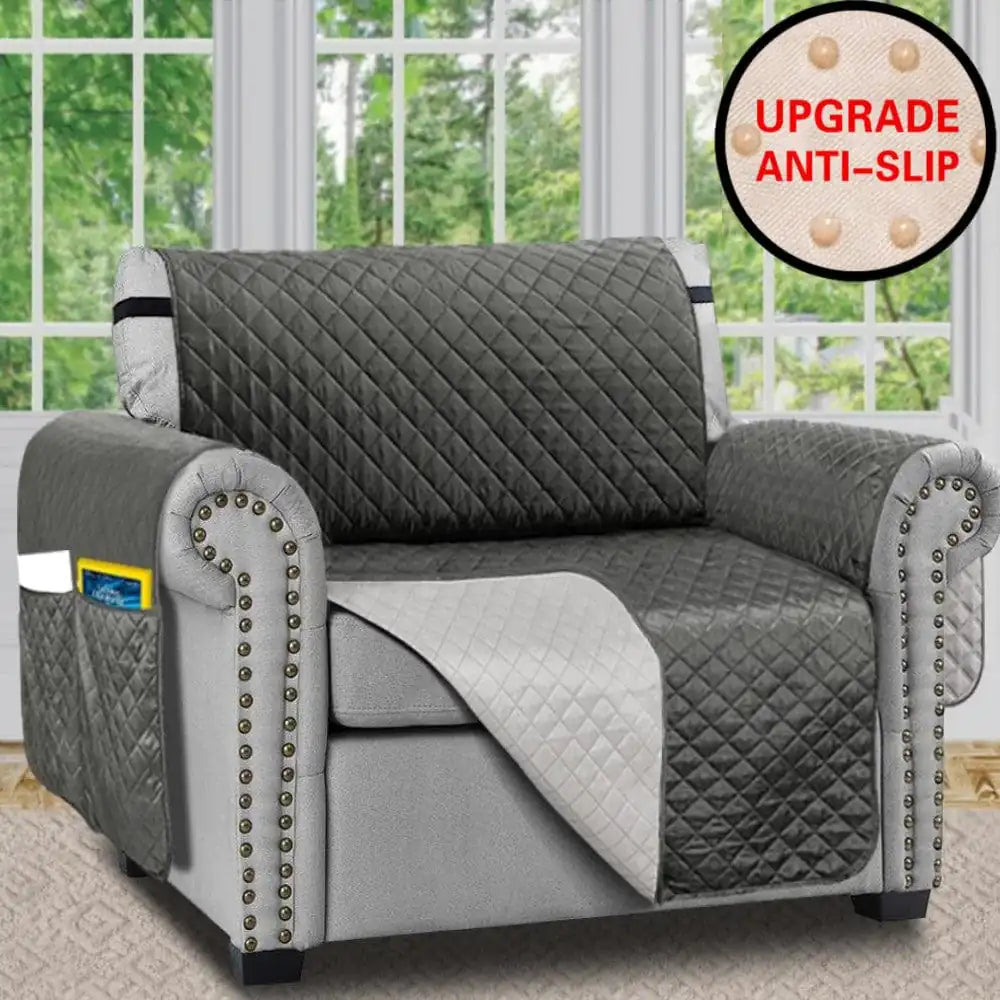 Waterproof Sofa Cover Grey Chair (23in x 76in)