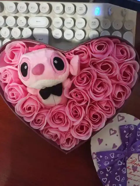 Crafted Plush Toys Pink Roses + Pink Plush