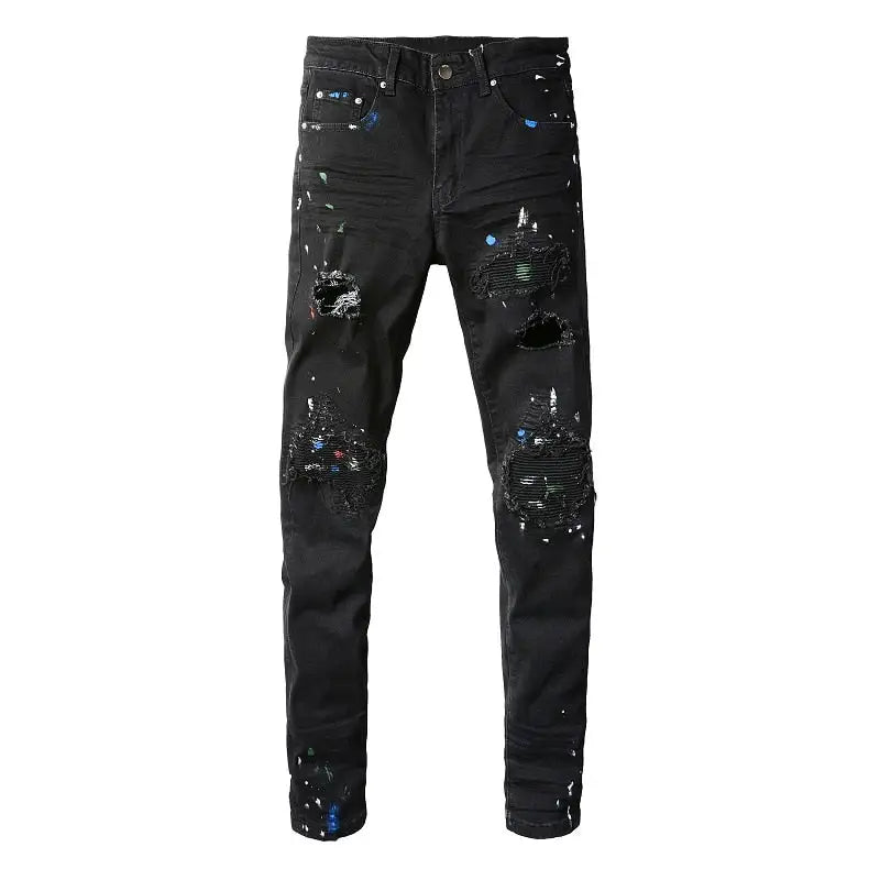 Ripped Painted Jeans Black US 40 UK 40 EU 48 FR 52 IT 56 108-114
