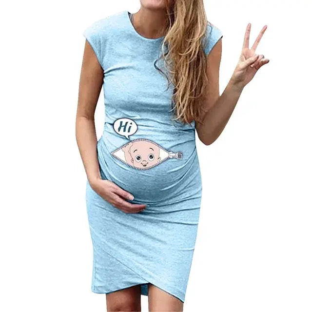 Maternity Loose Dress Sky Blue XXL