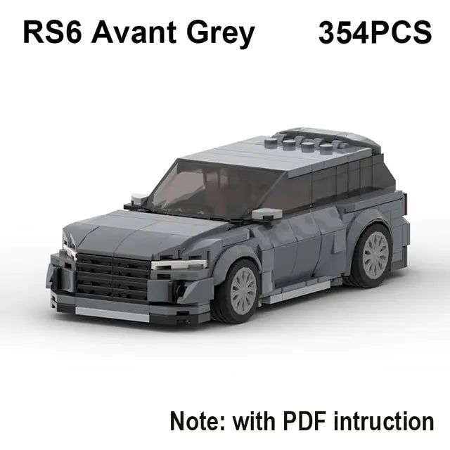 Speed Sports Car Building Blocks Gray RS6 Avant No Box, With Instruction