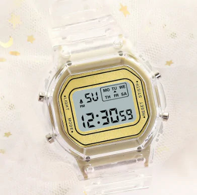 Square LED Digital Watch Gold