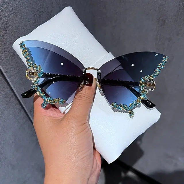 Diamond Butterfly Sunglasses Blue