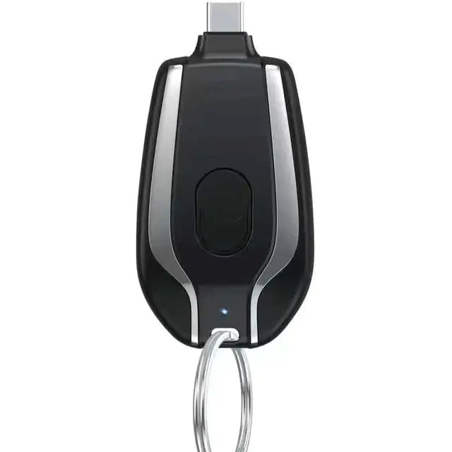 1500mAh Mini Pod Keychain Charger Black For Type-c