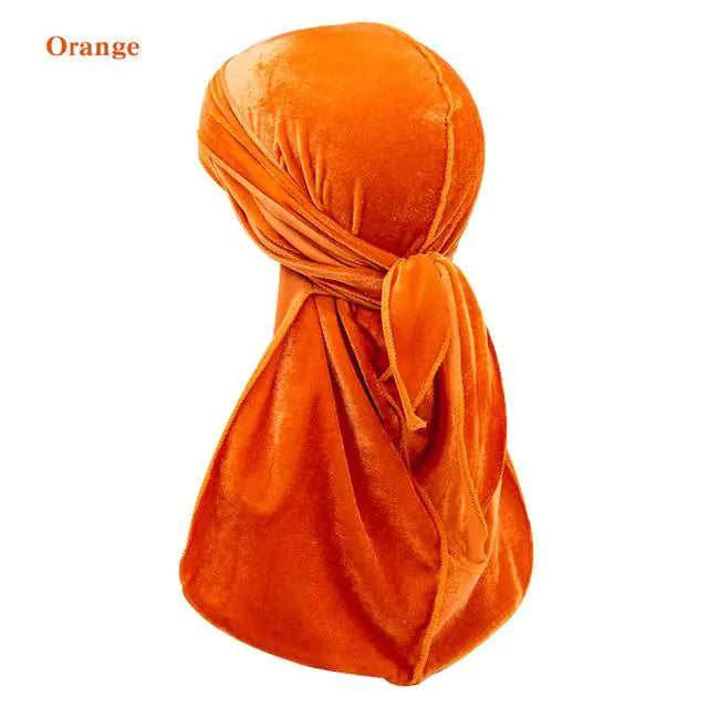 Solid Color Velvet Long Tail Durags Orange