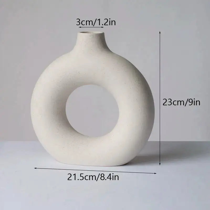 Round Ceramic Vase White Large