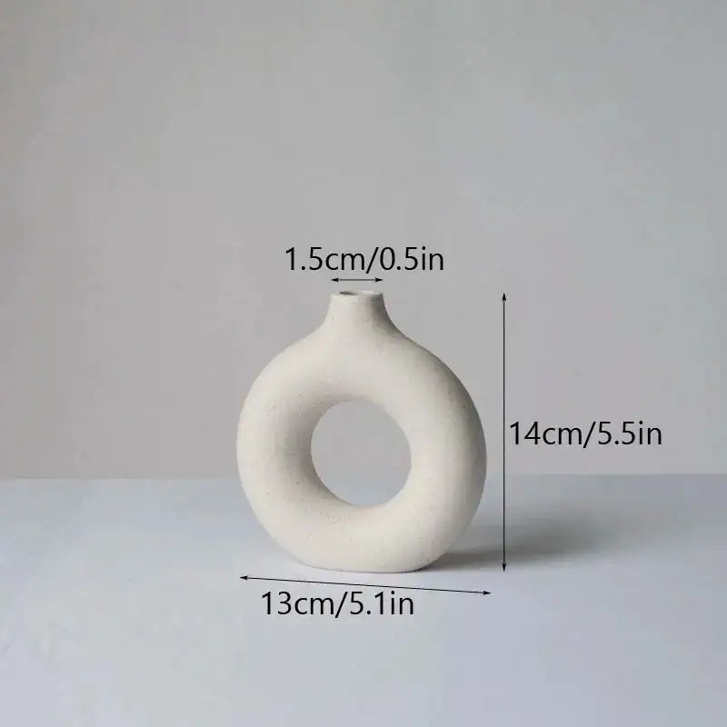 Round Ceramic Vase White Small