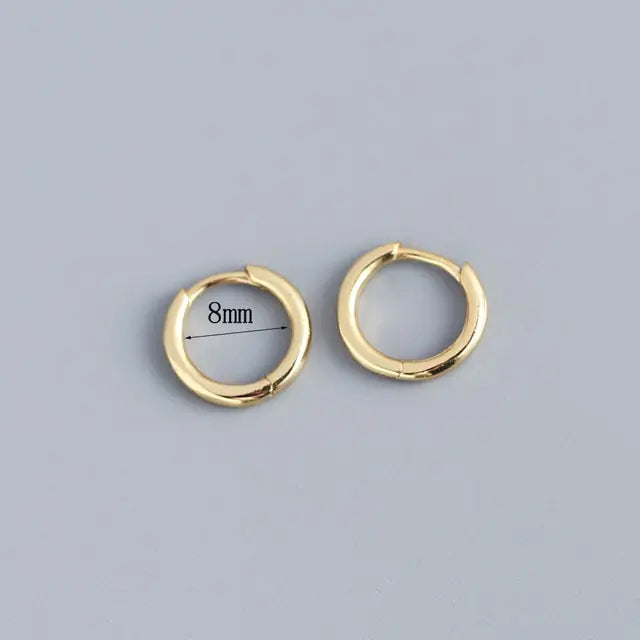 Stainless Steel Minimalist Huggie Hoop Earrings Gold 8mm