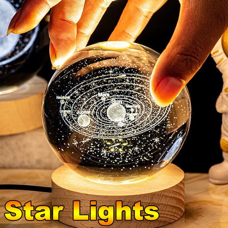 USB LED Night Light Galaxy Crystal Ball Table Lamp